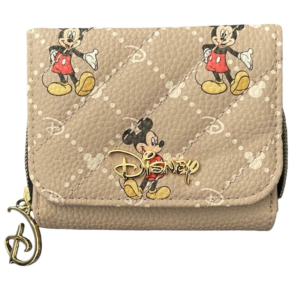 DISNEY CLASSIC MICKEY MOUSE COIN CARD PURSE TAUPE BEIGE - Picture 1 of 5